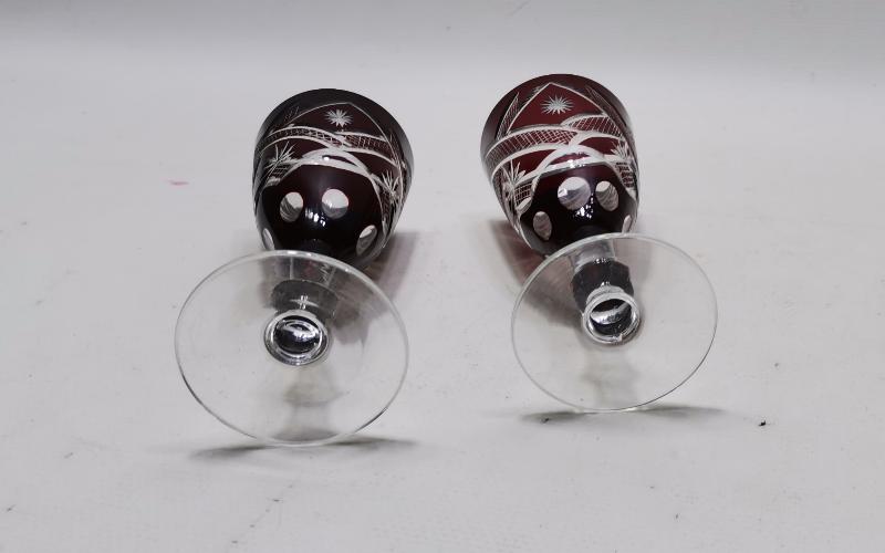 ANTİKA ÇEKOSLOVAK KRİSTAL BOHEM BİR ÇİFT KADEH