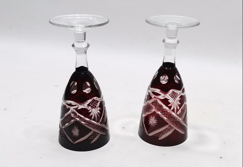 ANTİKA ÇEKOSLOVAK KRİSTAL BOHEM BİR ÇİFT KADEH