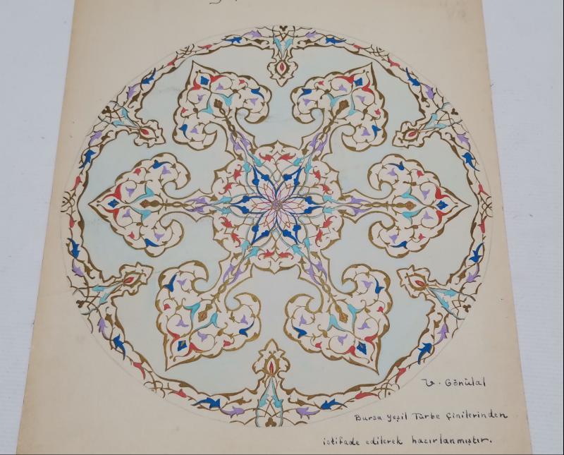 BURSA YEŞİL TÜRBE ÇİNİLERİ V. GÖNÜLAL İMZALI RESİM