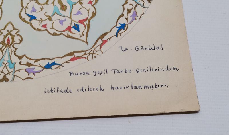 BURSA YEŞİL TÜRBE ÇİNİLERİ V. GÖNÜLAL İMZALI RESİM