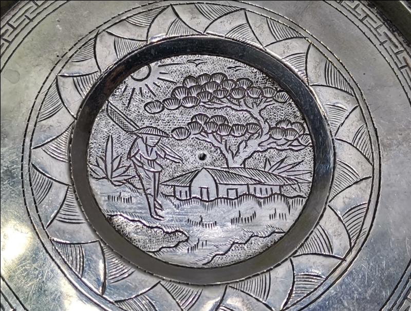 ESKİ JAPON İŞİ GÜMÜŞ & PORSELEN SAKE FİNCANI