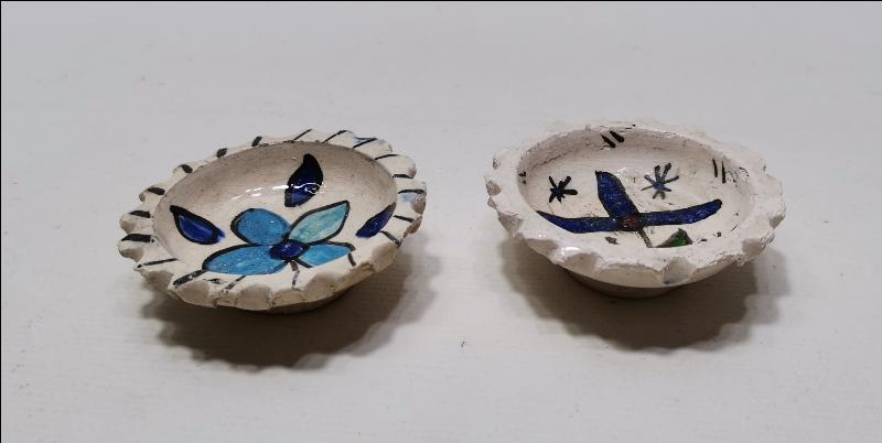 İKİ ADET KÜTAHYA SERAMİK ÇEREZLİK