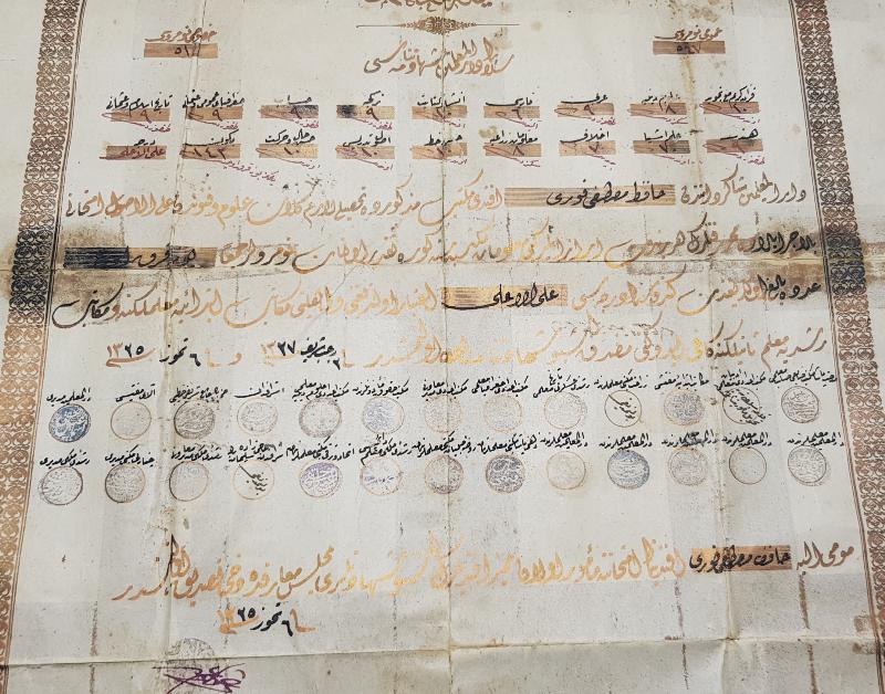 OSMANLI DEVLET ARMALI VE ALTIN YALDIZLI NADİR ÖĞRETMEN DİPLOMASI