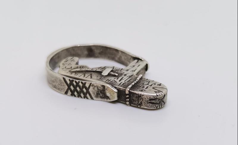 OSMANLI DÖNEMİ ANADOLU KAPLANI FORMLU TEKKE İŞİ GÜMÜŞ YÜZÜK