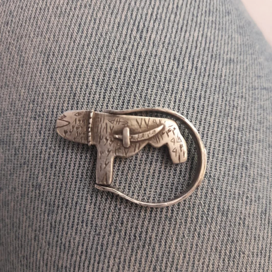 OSMANLI DÖNEMİ ANADOLU KAPLANI FORMLU TEKKE İŞİ GÜMÜŞ YÜZÜK