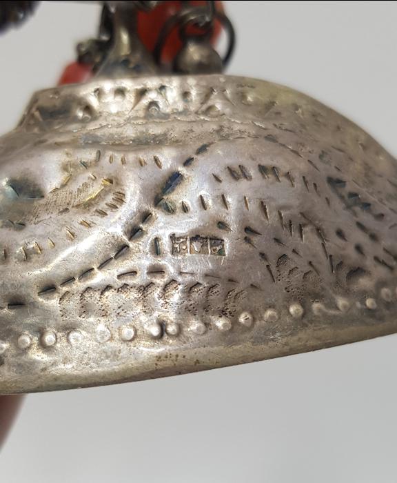 OSMANLI DÖNEMİ ÇOK NADİR DAMGALI VE KUŞ APLİKELİ GÜMÜŞ TOPUK TAŞI ALETİ