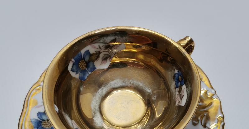 OSMANLI DÖNEMİ KPM MARKA ALTIN YALDIZLI ANTİKA FİNCAN