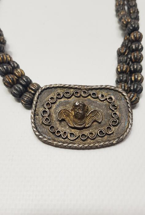 OSMANLI DÖNEMİ RUM İŞİ HIRİSTİYAN MELEK RESİMLİ GÜMÜŞ KOLYE