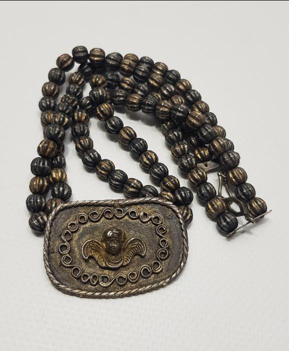 OSMANLI DÖNEMİ RUM İŞİ HIRİSTİYAN MELEK RESİMLİ GÜMÜŞ KOLYE