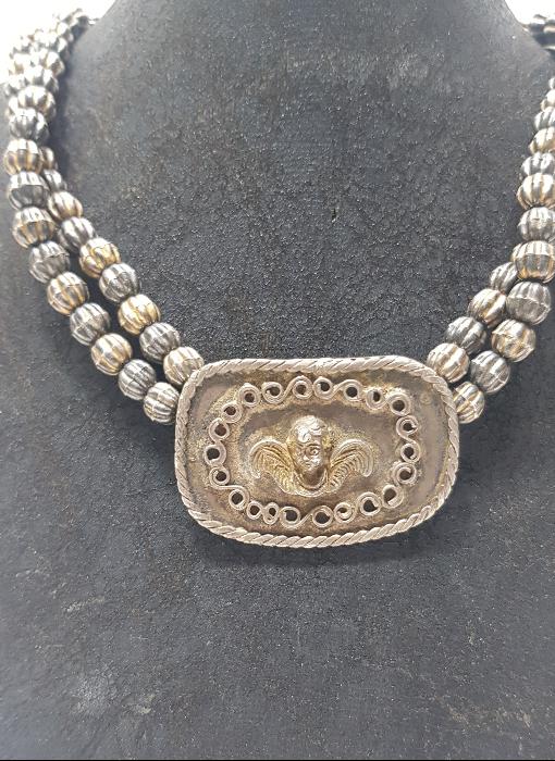 OSMANLI DÖNEMİ RUM İŞİ HIRİSTİYAN MELEK RESİMLİ GÜMÜŞ KOLYE