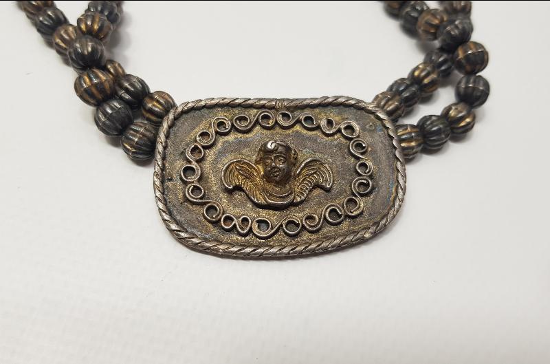 OSMANLI DÖNEMİ RUM İŞİ HIRİSTİYAN MELEK RESİMLİ GÜMÜŞ KOLYE