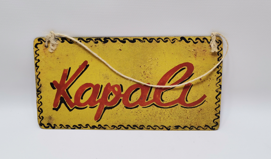 İKİ TARAFI AÇIK - KAPALI YAZILI EL BOYAMA DÜKKAN KAPI TABELASI