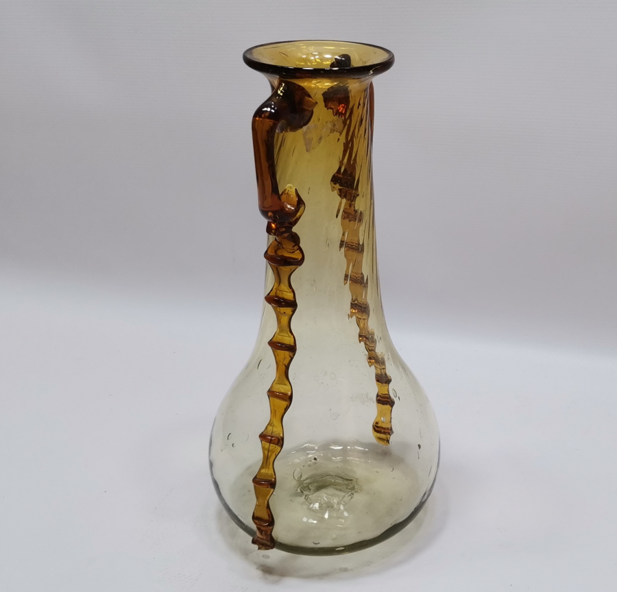 NADİR RENKTE KOPARMA İŞÇİLİKLİ EL YAPIMI ANTİKA ÇİFT KULPLU VAZO