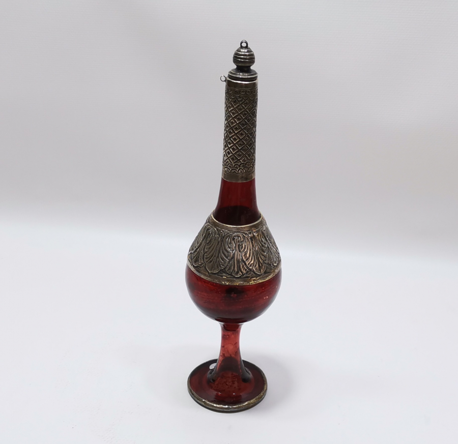 OSMANLI DÖNEMİ GÜMÜŞ APLİKLİ KOPARMA CAM GÜLEBDAN