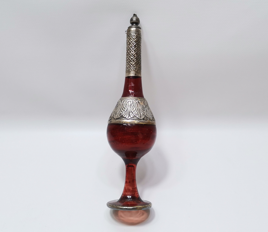 OSMANLI DÖNEMİ GÜMÜŞ APLİKLİ KOPARMA CAM GÜLEBDAN