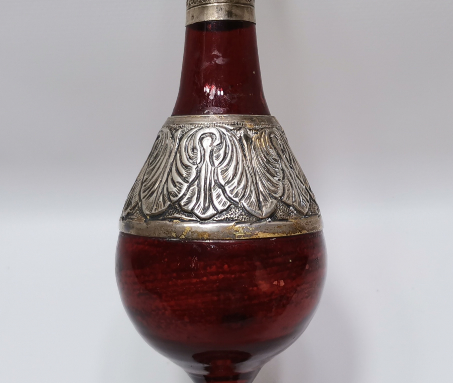 OSMANLI DÖNEMİ GÜMÜŞ APLİKLİ KOPARMA CAM GÜLEBDAN