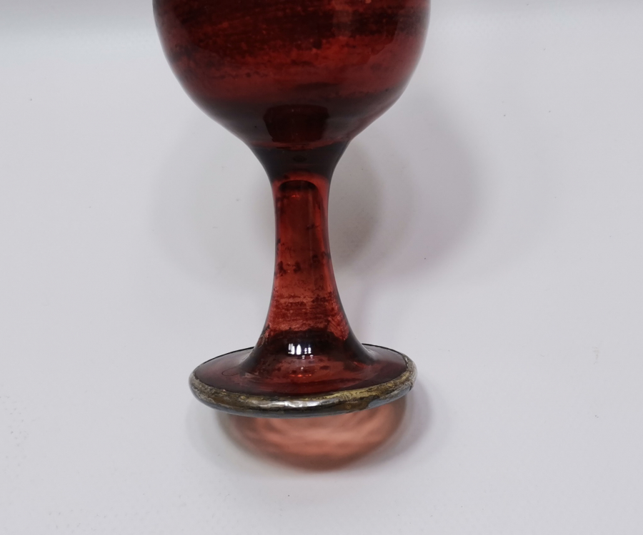 OSMANLI DÖNEMİ GÜMÜŞ APLİKLİ KOPARMA CAM GÜLEBDAN