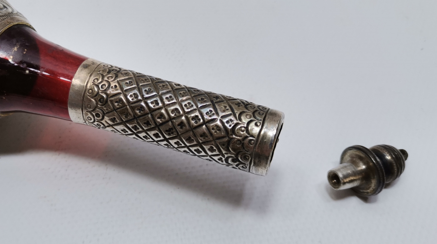 OSMANLI DÖNEMİ GÜMÜŞ APLİKLİ KOPARMA CAM GÜLEBDAN