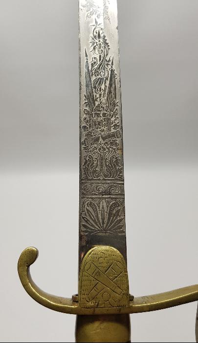 OSMANLI DÖNEMİ H. MIGUIRDITCHIAN İMZALI AY YILDIZ VE SANCAK GRAVÜRLÜ TOPÇU KILICI