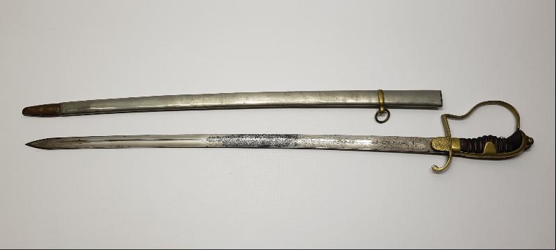 OSMANLI DÖNEMİ H. MIGUIRDITCHIAN İMZALI AY YILDIZ VE SANCAK GRAVÜRLÜ TOPÇU KILICI