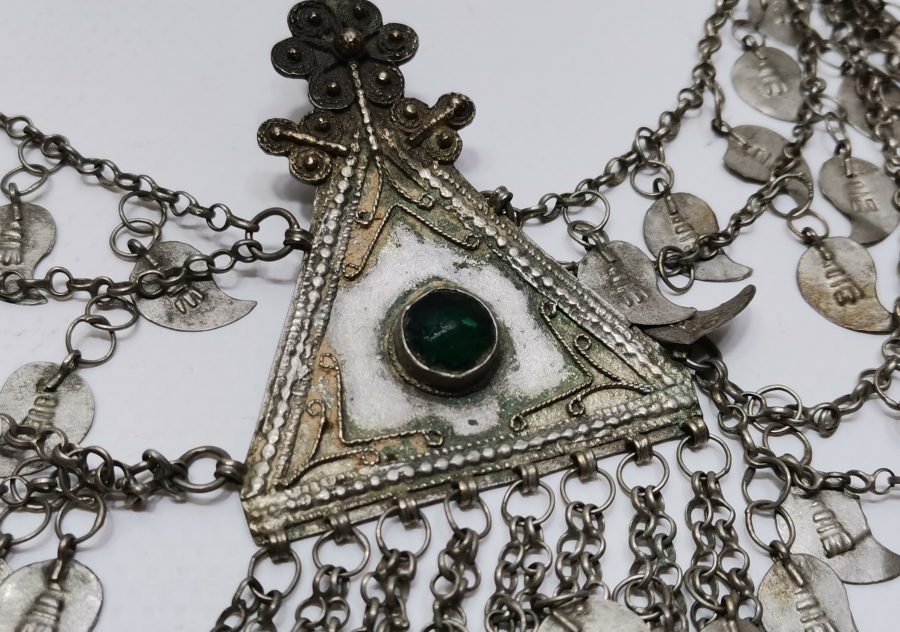 OSMANLI DÖNEMİ NADİR FORMDA GÜMÜŞ GELİN ALINLIĞI