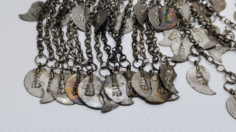 OSMANLI DÖNEMİ NADİR FORMDA GÜMÜŞ GELİN ALINLIĞI