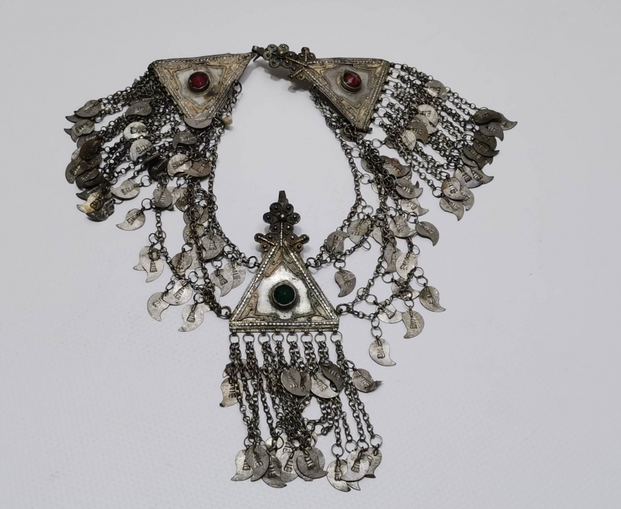 OSMANLI DÖNEMİ NADİR FORMDA GÜMÜŞ GELİN ALINLIĞI