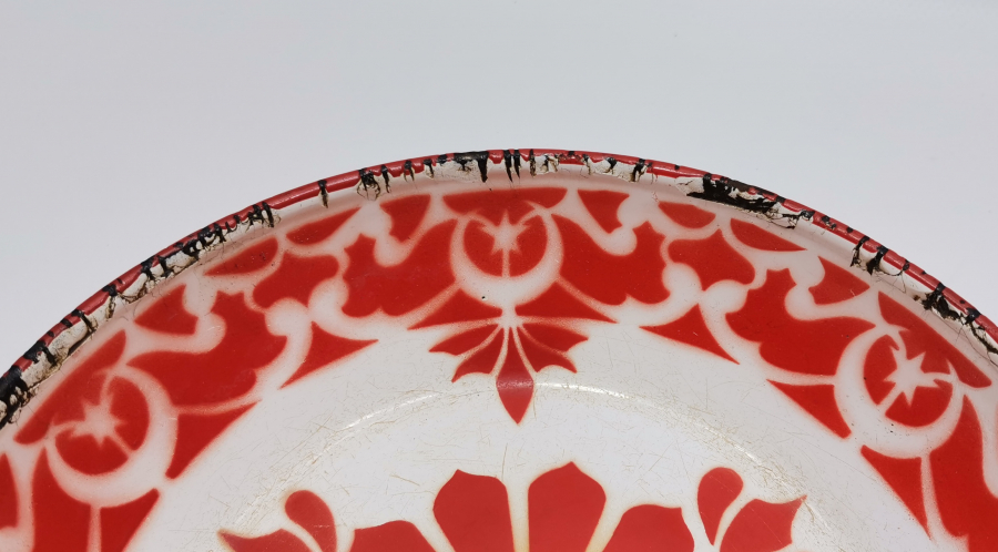 OSMANLI DÖNEMİ NADİR RENKTE AY YILDIZLI EMAYE TABAK