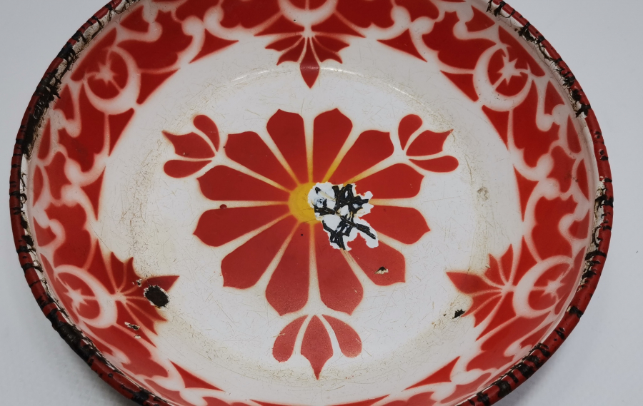 OSMANLI DÖNEMİ NADİR RENKTE AY YILDIZLI EMAYE TABAK