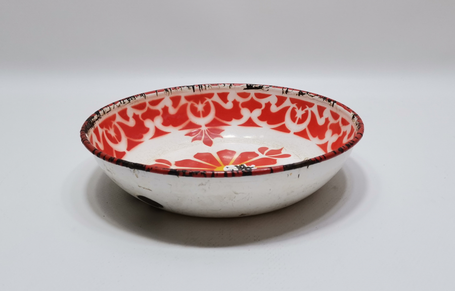 OSMANLI DÖNEMİ NADİR RENKTE AY YILDIZLI EMAYE TABAK