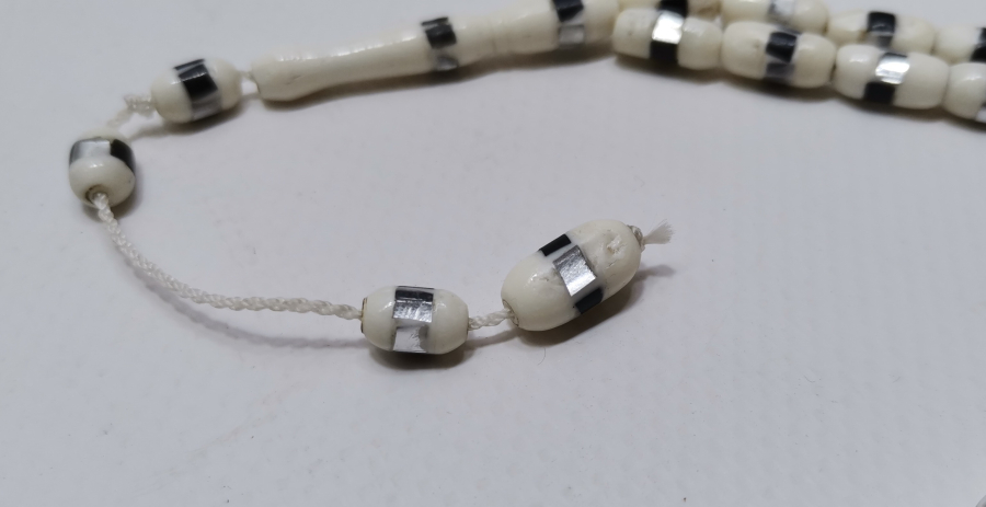 KEMİK ÜZERİ SEDEF ÇAKMA İŞÇİLİKLİ TESPİH