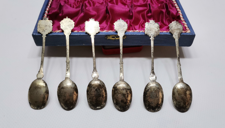 ORJNAL KUTUSUNDA MİNELİ GÜMÜŞ ÇAY KAŞIĞI TAKIMI