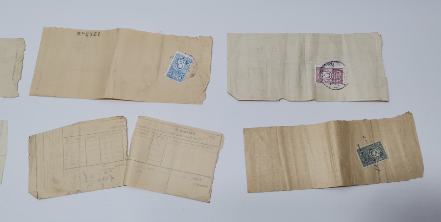 ORJİNAL PULLARIYLA  ANTİKA MAKBUZ LOTU