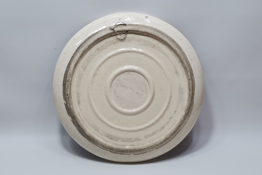 ÜZERİ AYETLERLE DEKORLU EL BOYAMA KÜTAHYA İŞİ BÜYÜK BOY DUVAR TABAĞI