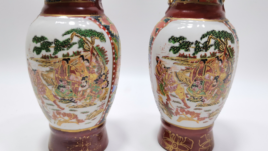 2 ADET ANTİKA ESKİ ÇİN VAZO