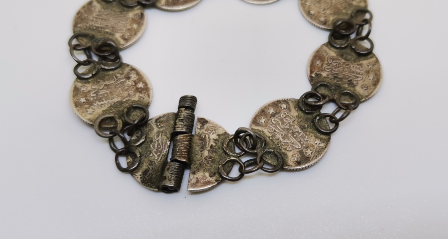 ABDÜLHAMİD HAN DÖNEMİ GÜMÜŞ PARALARDAN YAPILMIŞ OSMANLI BİLEZİK