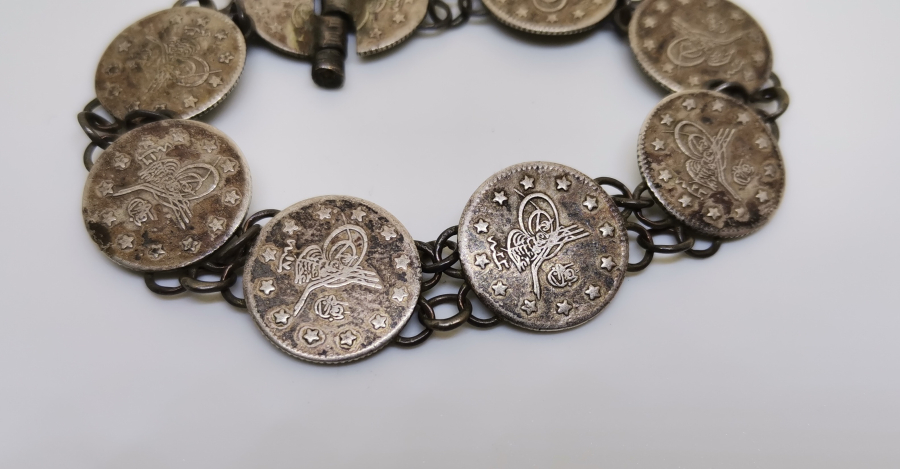 ABDÜLHAMİD HAN DÖNEMİ GÜMÜŞ PARALARDAN YAPILMIŞ OSMANLI BİLEZİK