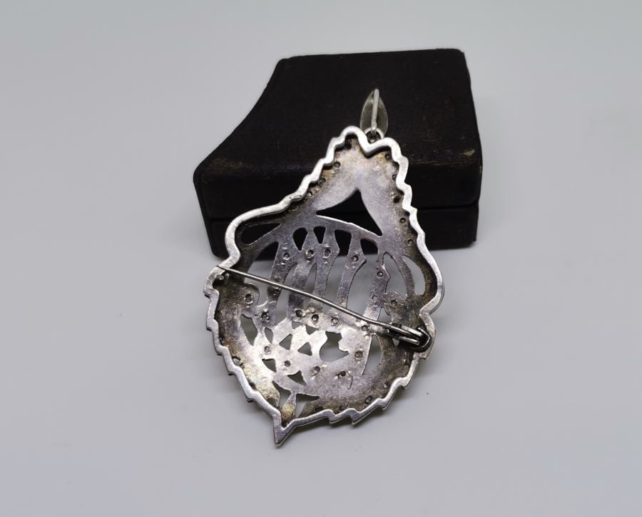 OSMANLI DÖNEMİ ÜZERİ OSMANLICA YAZILI ELMAS TAŞLI ARMUDİ KOLYE