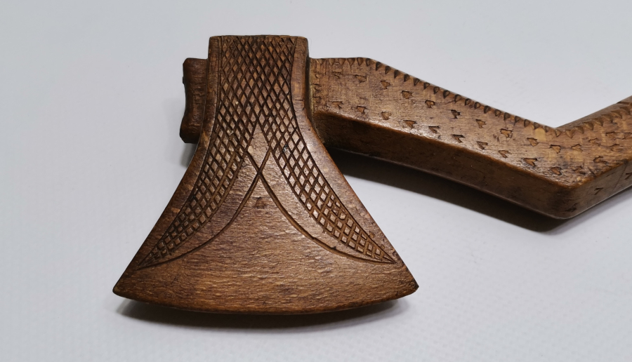 OSMANLI DÖNEMİ BEKTAŞİ İŞİ NADİR AHŞAP TÖREN BALTASI