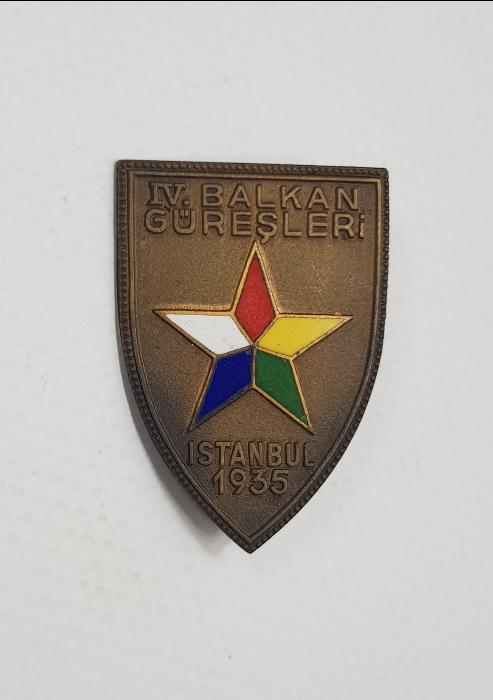 1935 İSTANBUL 4. BALKAN GÜREŞLERİ NADİR MADALYA ROZET