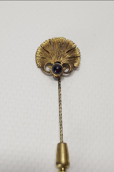 ANTİKA NADİR FORMDA LAL TAŞLI GÜMÜŞ İĞNE BROŞ