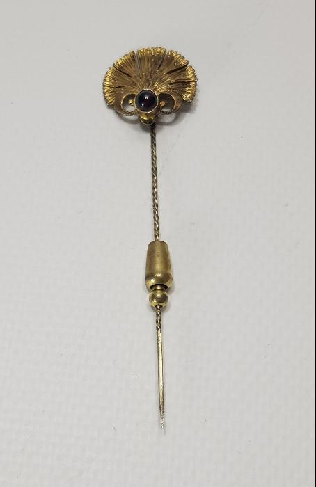 ANTİKA NADİR FORMDA LAL TAŞLI GÜMÜŞ İĞNE BROŞ