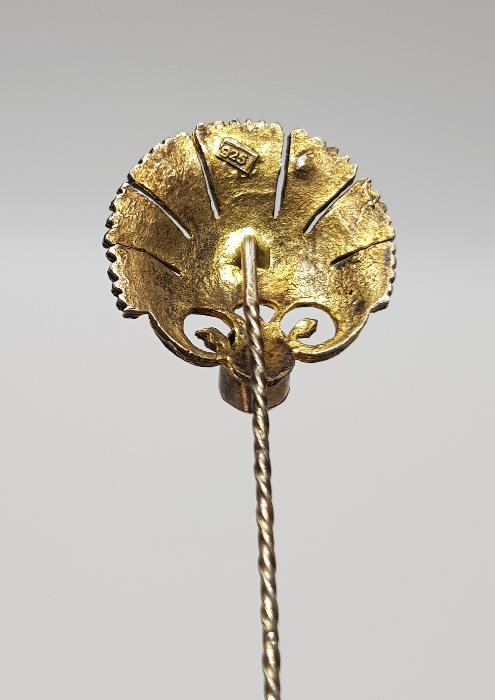 ANTİKA NADİR FORMDA LAL TAŞLI GÜMÜŞ İĞNE BROŞ