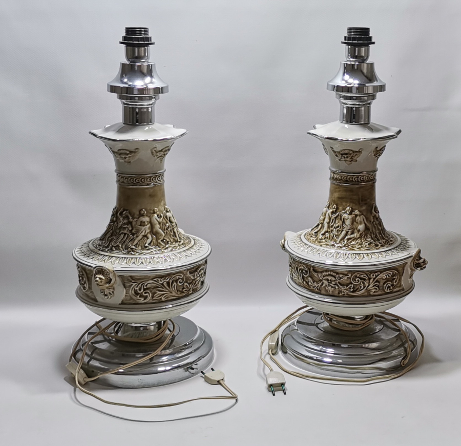 BÜYÜK BOY ANTİKA ÇİFT PORSELEN ABAJUR