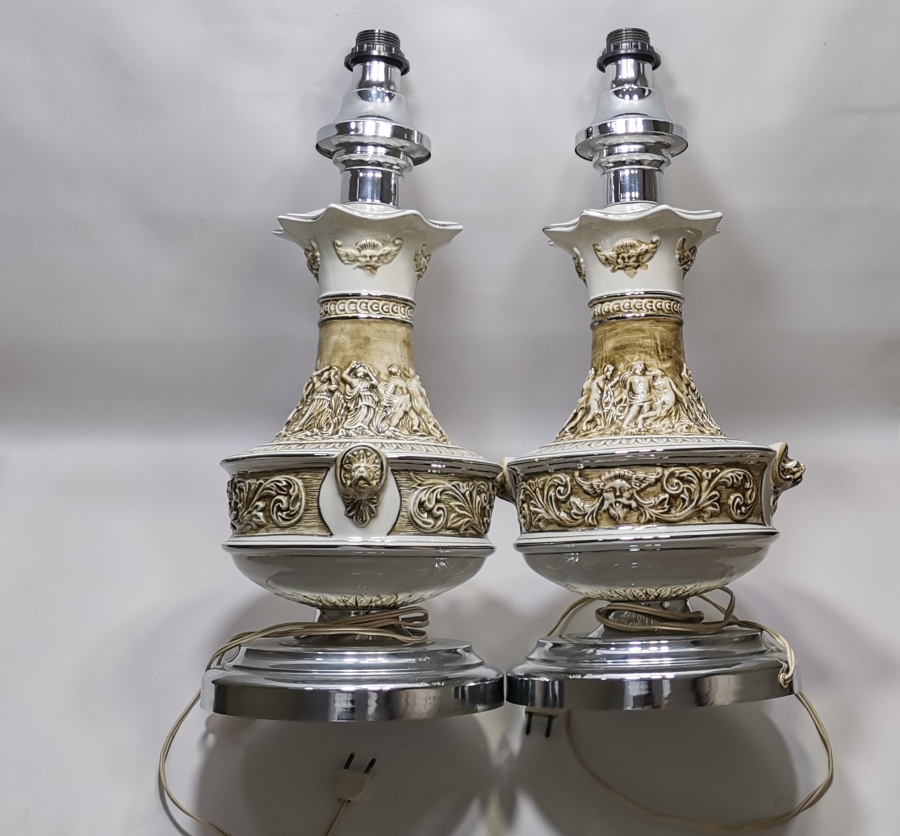 BÜYÜK BOY ANTİKA ÇİFT PORSELEN ABAJUR