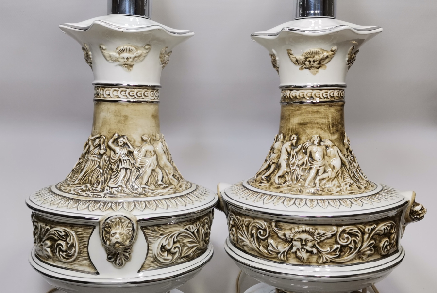 BÜYÜK BOY ANTİKA ÇİFT PORSELEN ABAJUR