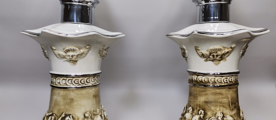 BÜYÜK BOY ANTİKA ÇİFT PORSELEN ABAJUR