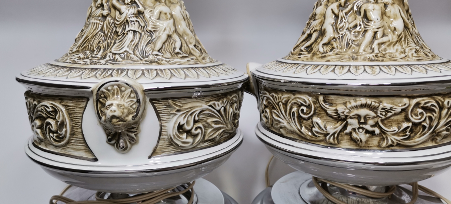 BÜYÜK BOY ANTİKA ÇİFT PORSELEN ABAJUR