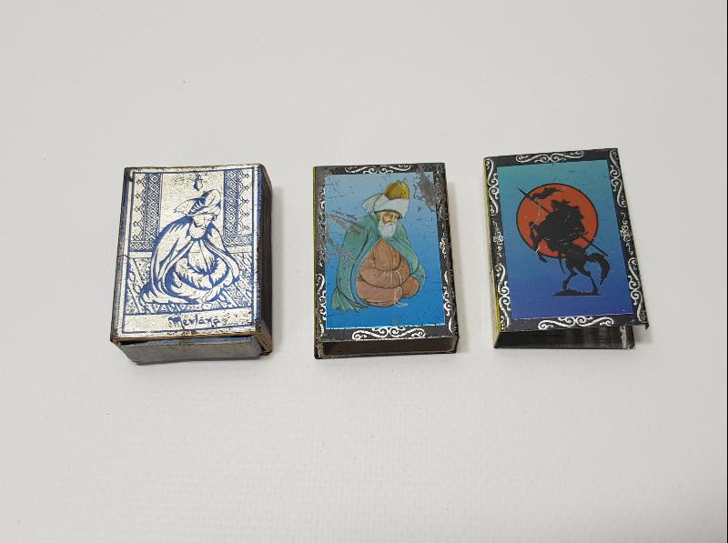 MEVLANA VE TURAN TEMALI ÜÇ ADET KİBRİTLİK