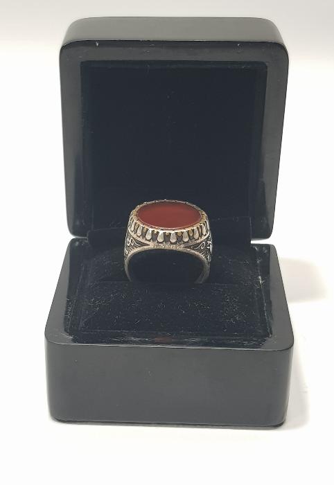 OSMANLI DEVLET ARMALI VE TUĞRALI AKİK TAŞLI GÜMÜŞ YÜZÜK